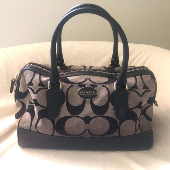 COACH Black Signature Canvas & LeathernLegacy  Haley Satchel B1482-F23575 - Picture 1 of 13